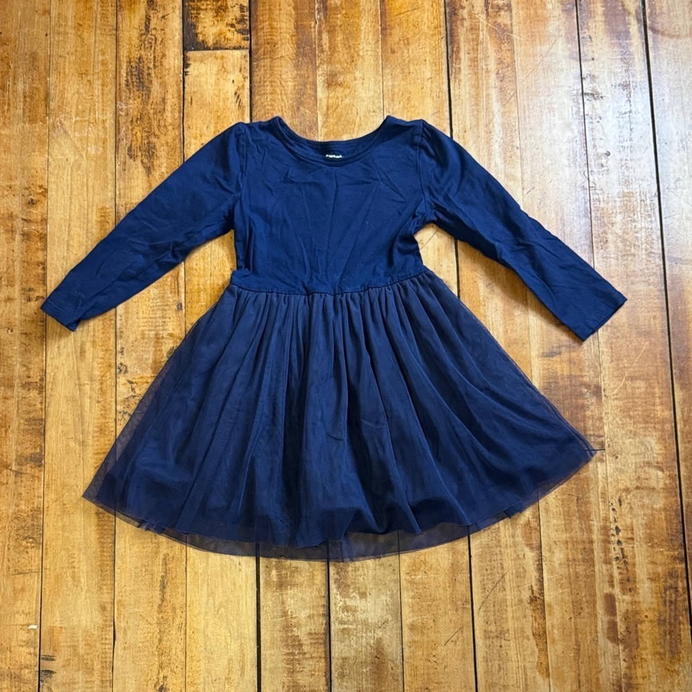 Carter Navy Blue Long Sleeve Dress 4T cotton with tulle skirt